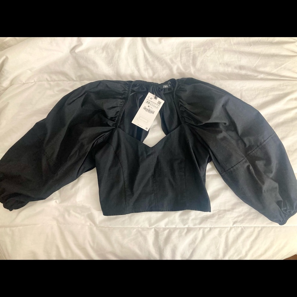Zara Puffed Sleeve Crop Top